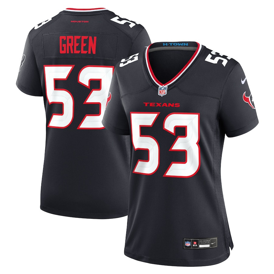 Kendrick Green 53 Houston Texans Women's Team Game Jersey - Navy JS3184 Saliibo