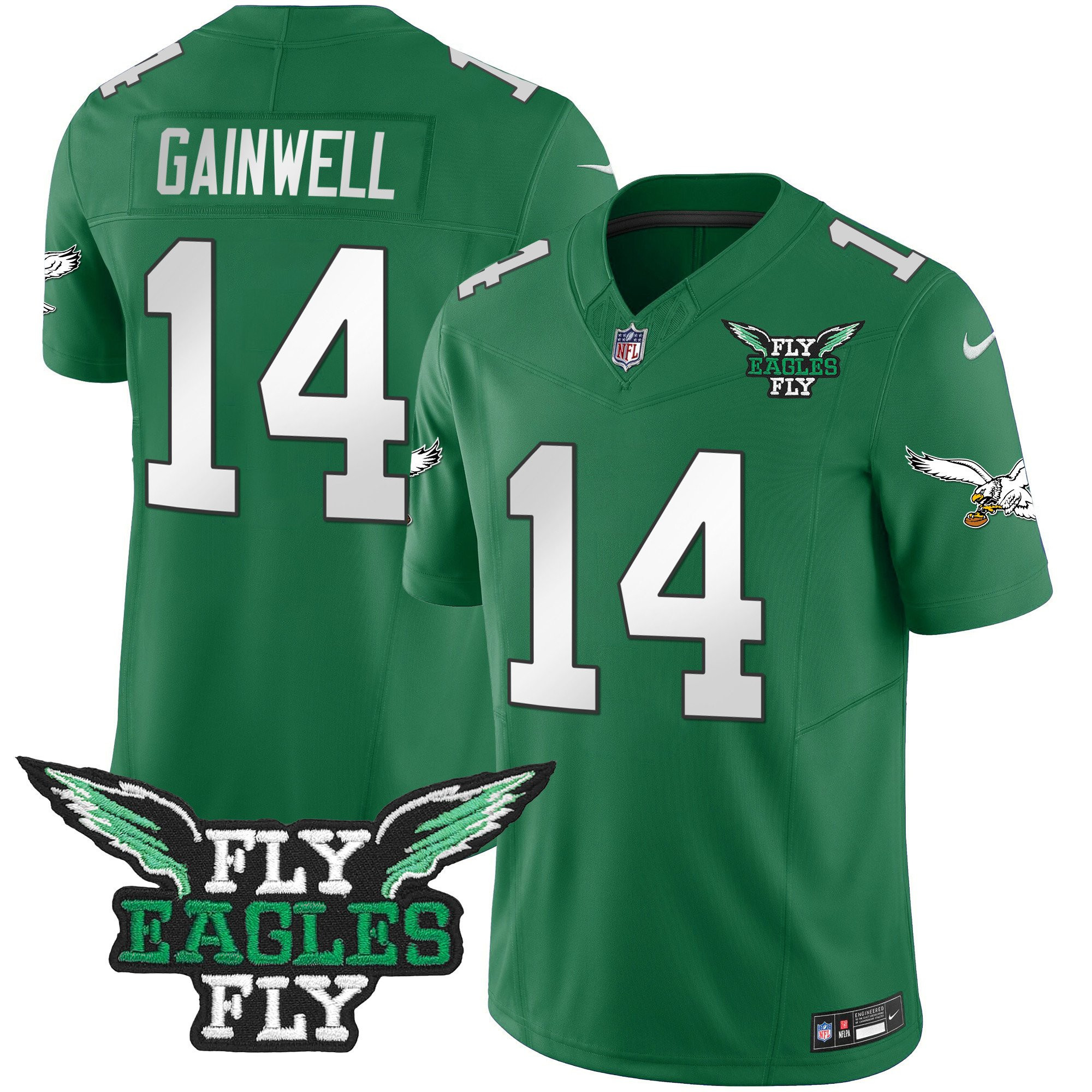 Kenneth Gainwell 14 Philadelphia Eagles Fly Eagles Fly Patch Alternate Game Men Jersey - Kelly Green JS2905 Saliibo