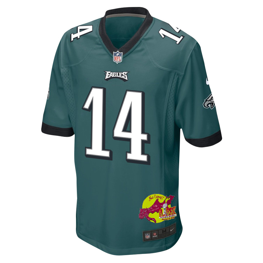 Kenneth Gainwell 14 Philadelphia Eagles Super Bowl LIX New Orleans Patch Game Men Jersey - Midnight Green JS5779 Saliibo - Image 3