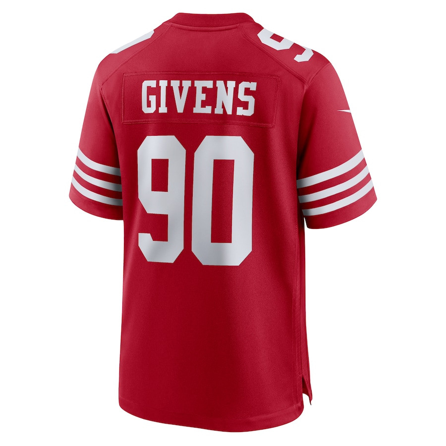 Kevin Givens 90 San Francisco 49ers Game Men Jersey - Scarlet JS3725 Saliibo - Image 3