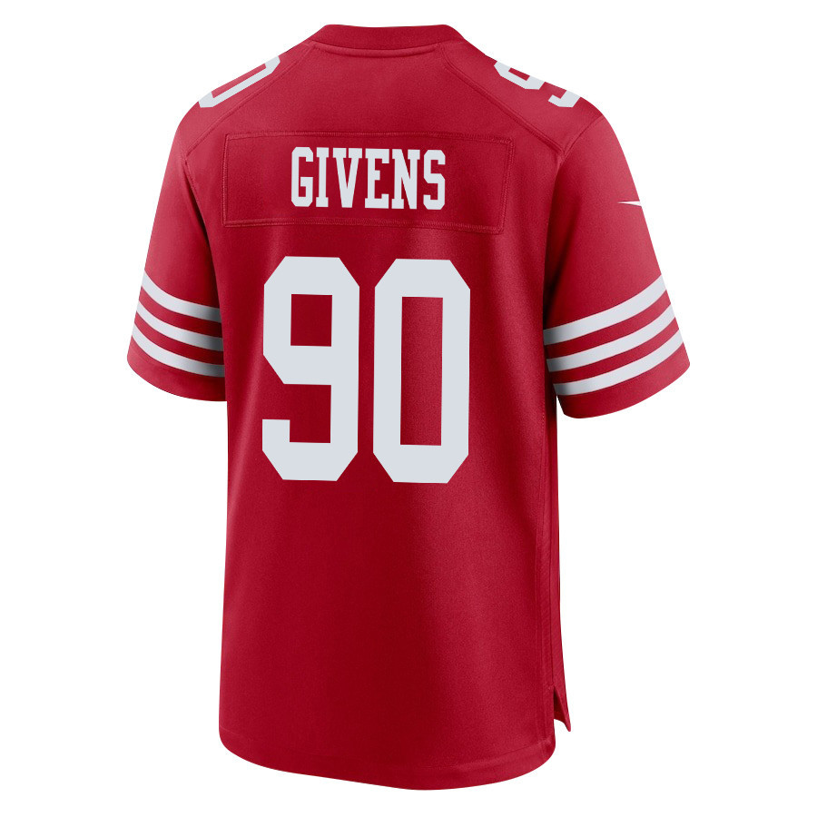 Kevin Givens 90 San Francisco 49ers NFC Champions Patch Game Men Jersey - Scarlet JS5993 Saliibo - Image 3