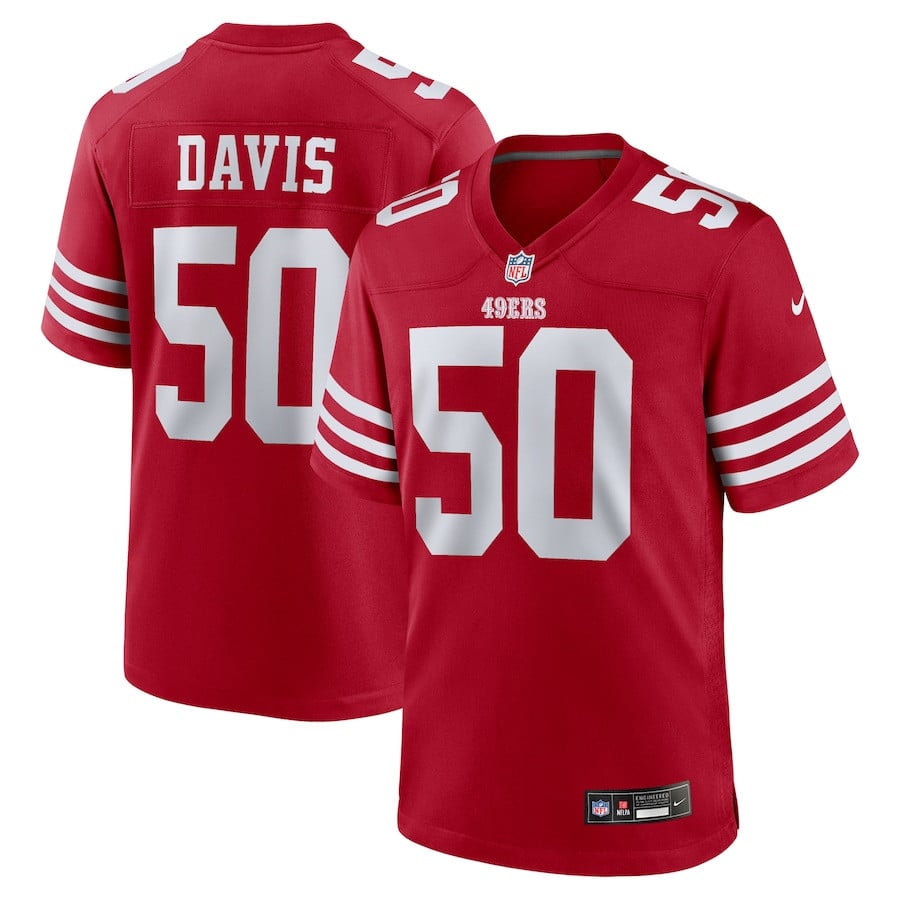 Khalil Davis 50 San Francisco 49ers Game Men Jersey - Scarlet JS6254 Saliibo