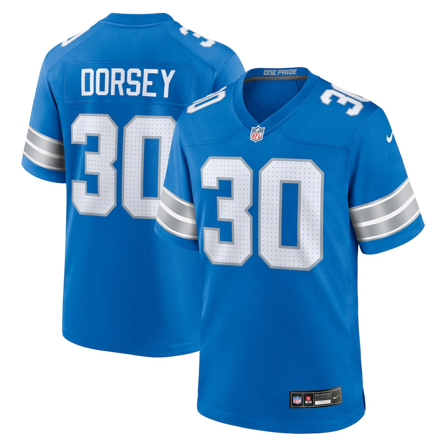Khalil Dorsey 30 Detroit Lions Team Game Men Jersey - Blue JS8751 Saliibo