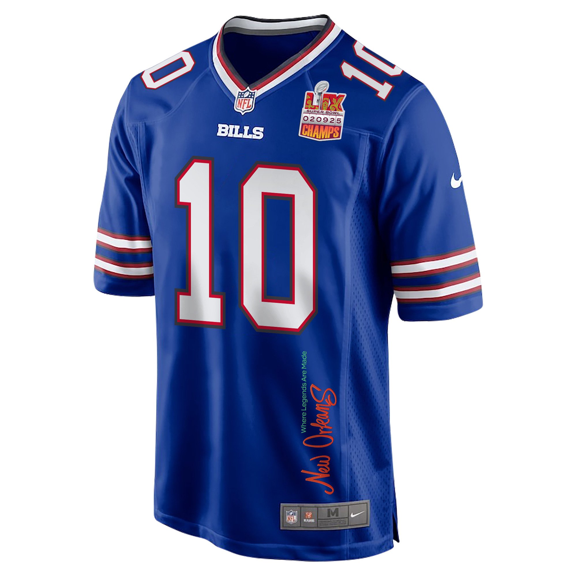 Khalil Shakir 10 Buffalo Bills Super Bowl LIX Champions Patch 'New Orleans - Where Legends Are Made' EMBROIDERED Game Men Jersey - Royal JS4891 Saliibo - Image 3