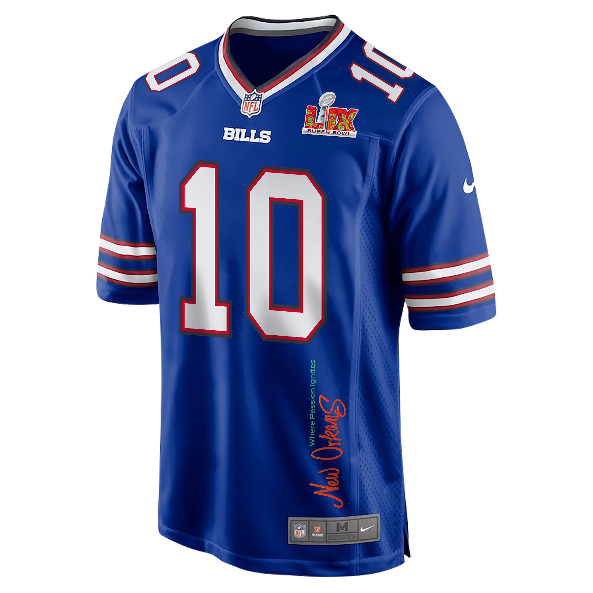 Khalil Shakir 10 Buffalo Bills Super Bowl LIX 'New Orleans - Where Passion Ignites' EMBROIDERED Game Men Jersey - Royal JS3012 Saliibo - Image 3