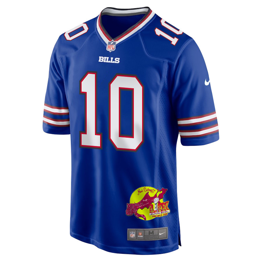 Khalil Shakir 10 Buffalo Bills Super Bowl LIX New Orleans Patch Game Men Jersey - Royal JS4499 Saliibo - Image 3