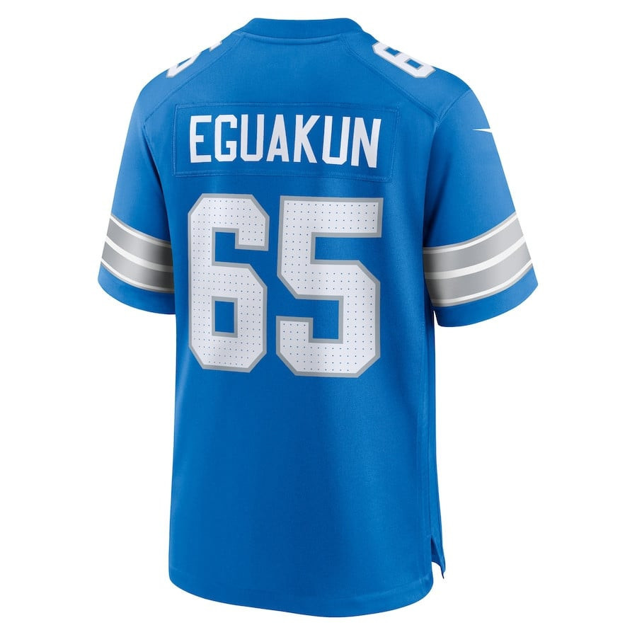 Kingsley Eguakun 65 Detroit Lions Game Men Jersey - Blue JS4296 Saliibo - Image 3