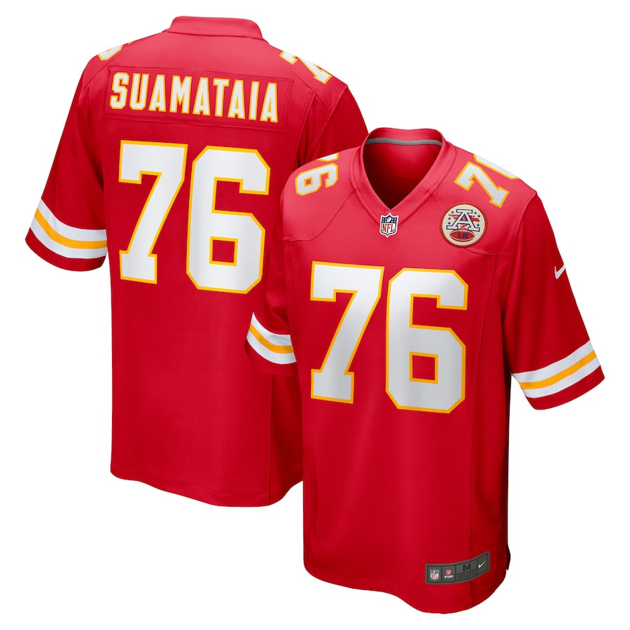 Kingsley Suamataia 76 Kansas City Chiefs Game Men Jersey - Red JS5882 Saliibo