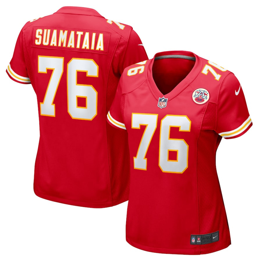 Kingsley Suamataia 76 Kansas City Chiefs Women's Game Jersey - Red JS6140 Saliibo