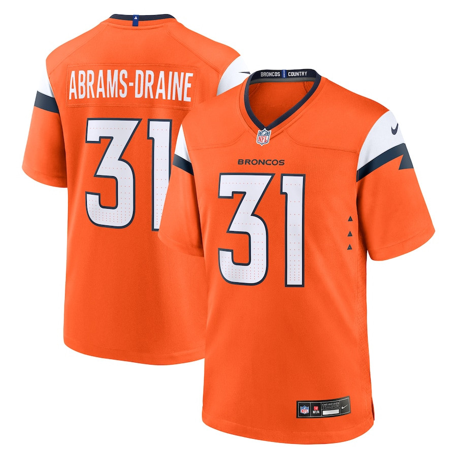 Kris Abrams-Draine 31 Denver Broncos Team Game Men Jersey - Orange JS7940 Saliibo