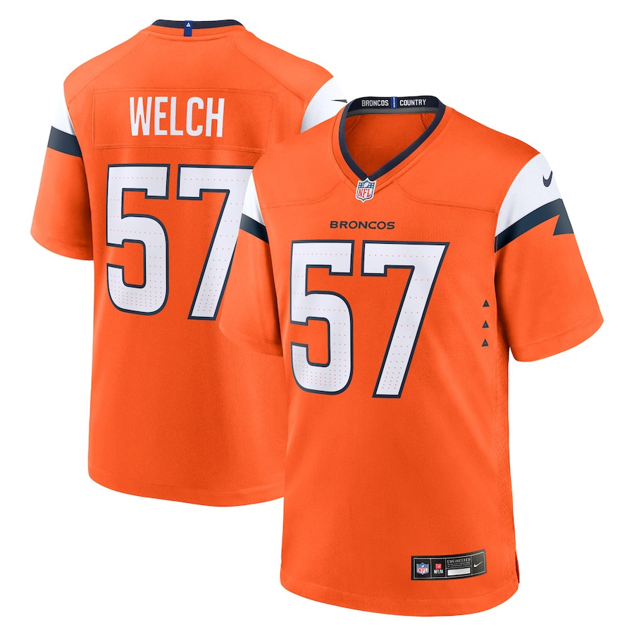 Kristian Welch 57 Denver Broncos Team Game Men Jersey - Orange JS7243 Saliibo