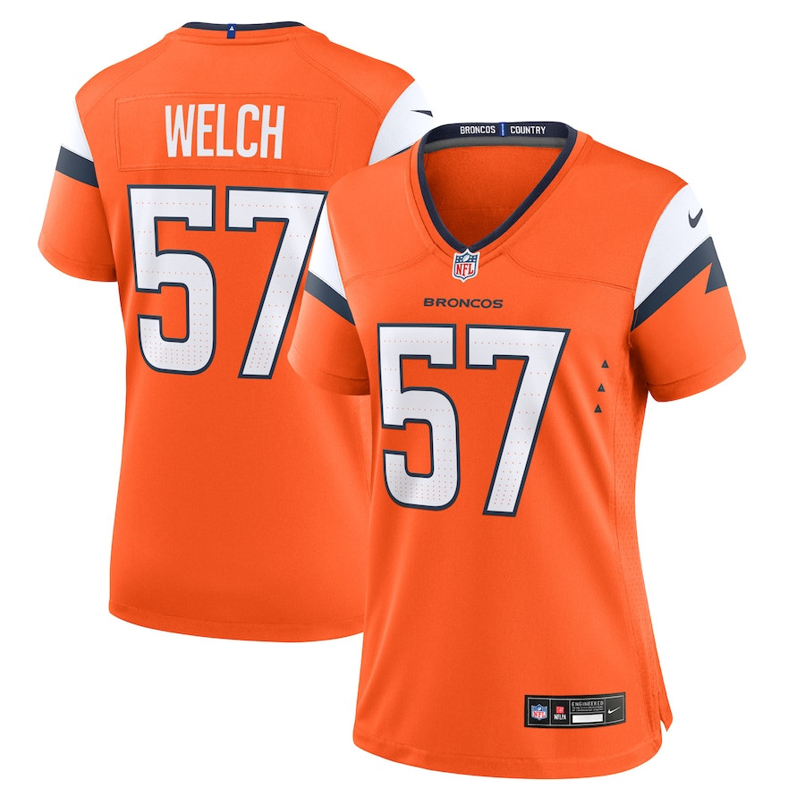 Kristian Welch 57 Denver Broncos Women's Team Game Jersey - Orange JS5176 Saliibo