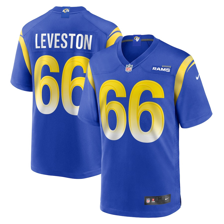 KT Leveston 66 Los Angeles Rams Team Game Men Jersey - Royal JS6630 Saliibo