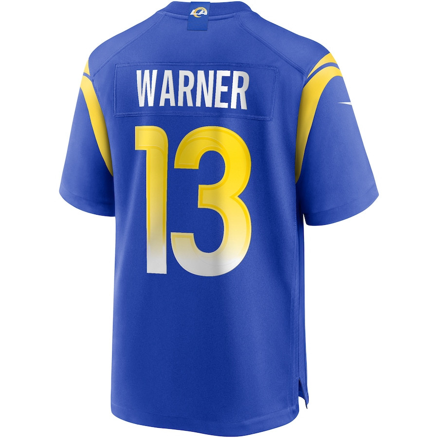 Kurt Warner 13 Los Angeles Rams Men Game Retired Jersey - Royal JS1359 Saliibo - Image 3