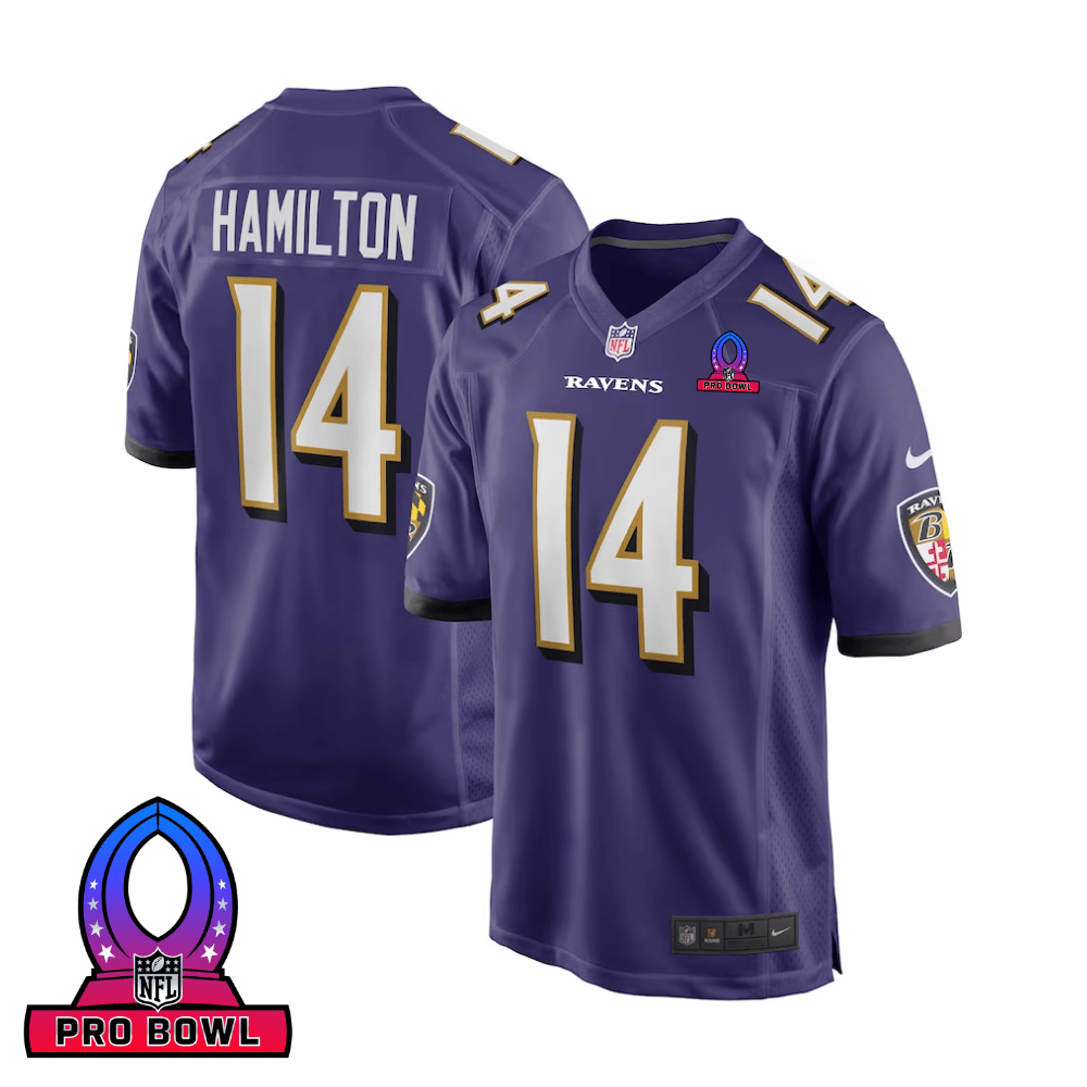 Kyle Hamilton 14 Baltimore Ravens 2025 Pro Bowl Patch Game Men Jersey - Purple JS8404 Saliibo