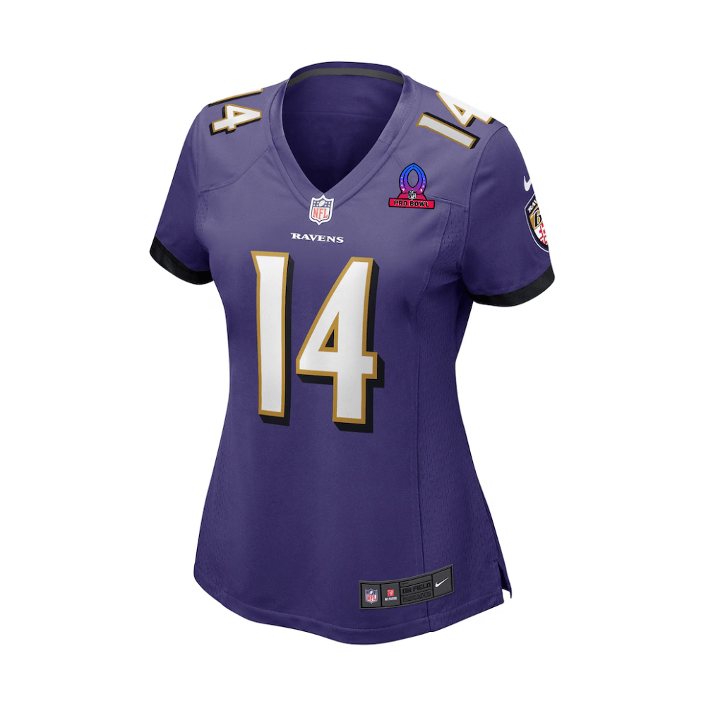 Kyle Hamilton 14 Baltimore Ravens 2025 Pro Bowl Patch Women Game Jersey - Purple JS7288 Saliibo - Image 3