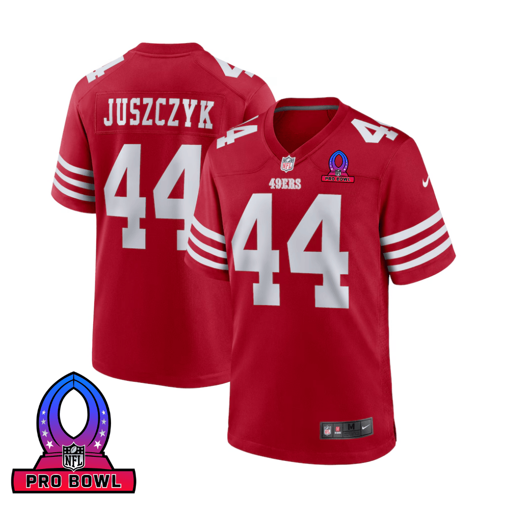 Kyle Juszczyk 44 San Francisco 49ers 2025 Pro Bowl Patch Game Men Jersey - Scarlet JS4659 Saliibo