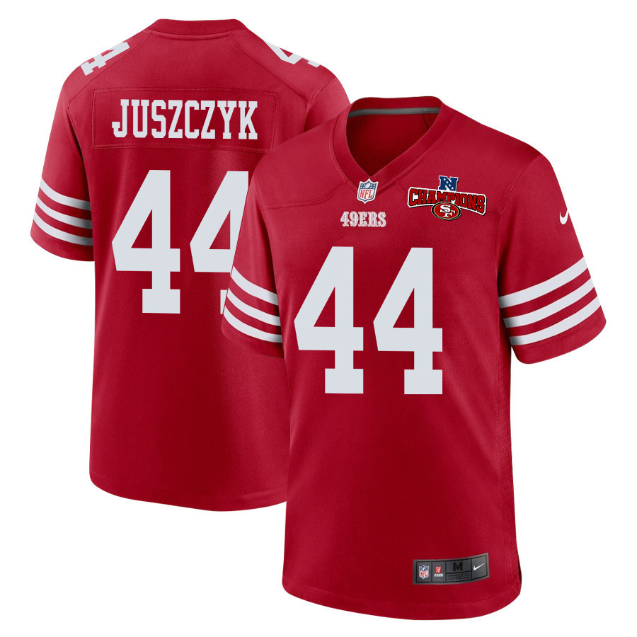 Kyle Juszczyk 44 San Francisco 49ers NFC Champions Patch Game Men Jersey - Scarlet JS7120 Saliibo