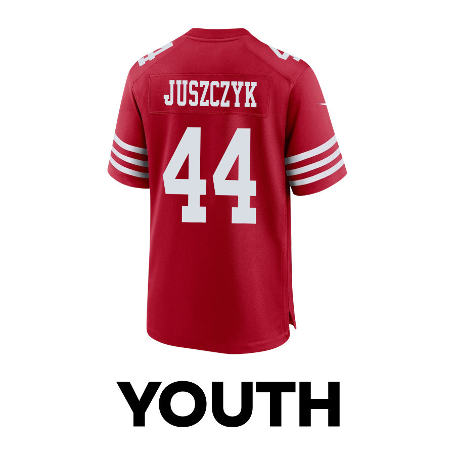 Kyle Juszczyk 44 San Francisco 49ers Super Bowl LVIII Patch Game YOUTH Jersey - Scarlet JS3344 Saliibo - Image 3