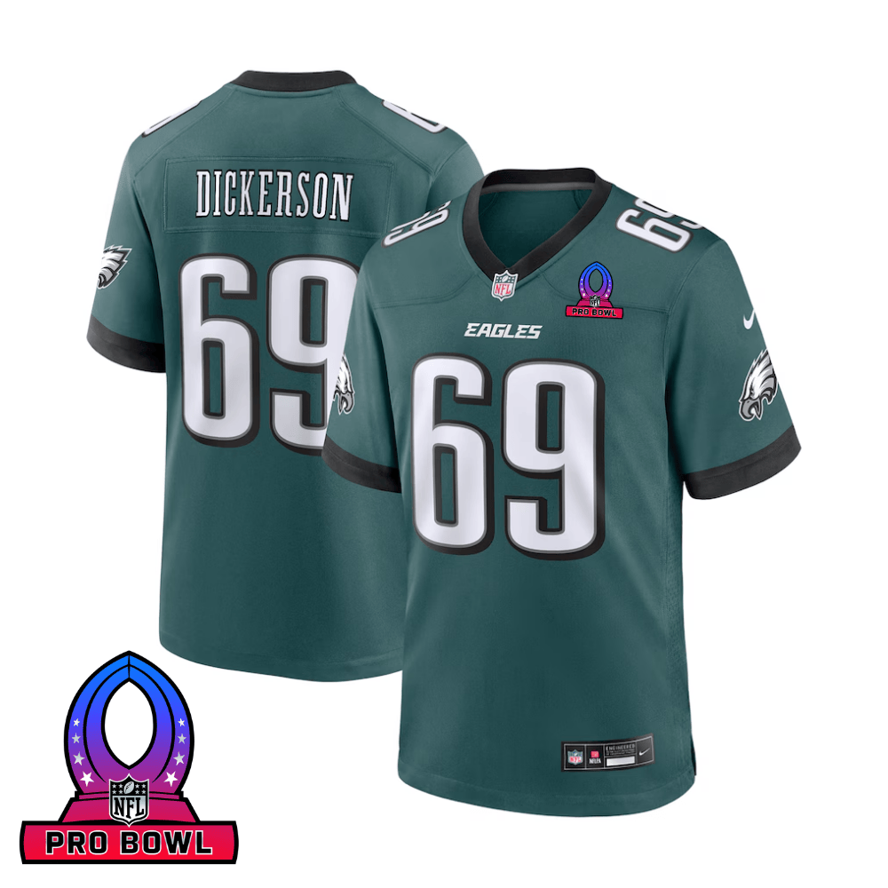 Landon Dickerson 69 Philadelphia Eagles 2025 Pro Bowl Patch Game Men Jersey - Midnight Green JS8713 Saliibo