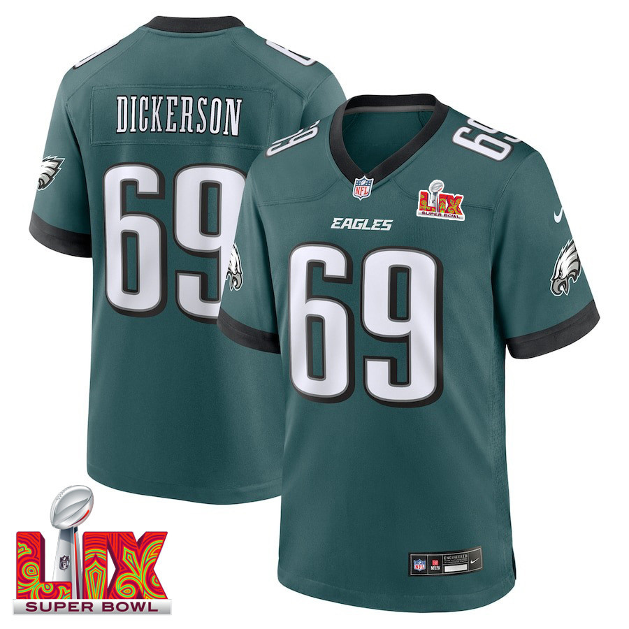 Landon Dickerson #69 Philadelphia Eagles Super Bowl LIX Jersey - Men's - Midnight Green JS5413 Saliibo