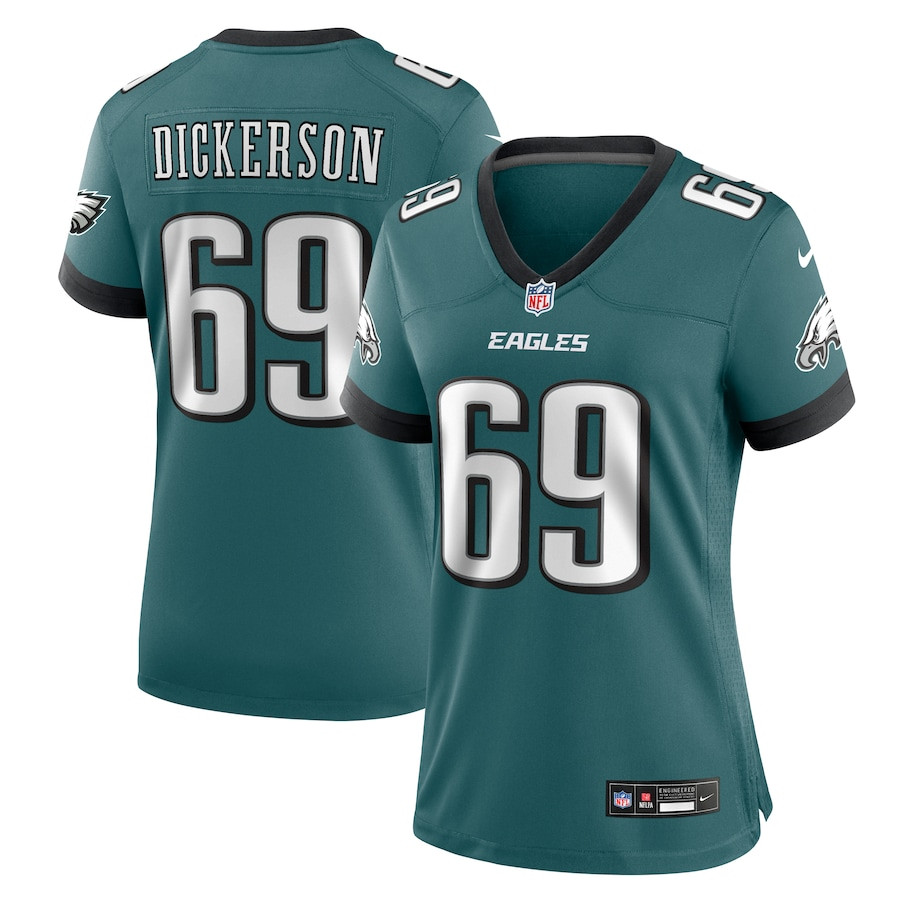Landon Dickerson 69 Philadelphia Eagles Women's Team Game Jersey - Midnight Green JS1200 Saliibo