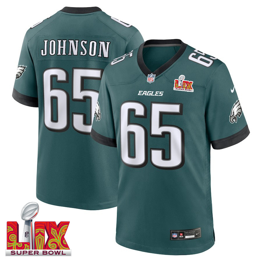 Lane Johnson #65 Philadelphia Eagles Super Bowl LIX Jersey - Men's - Midnight Green JS5995 Saliibo