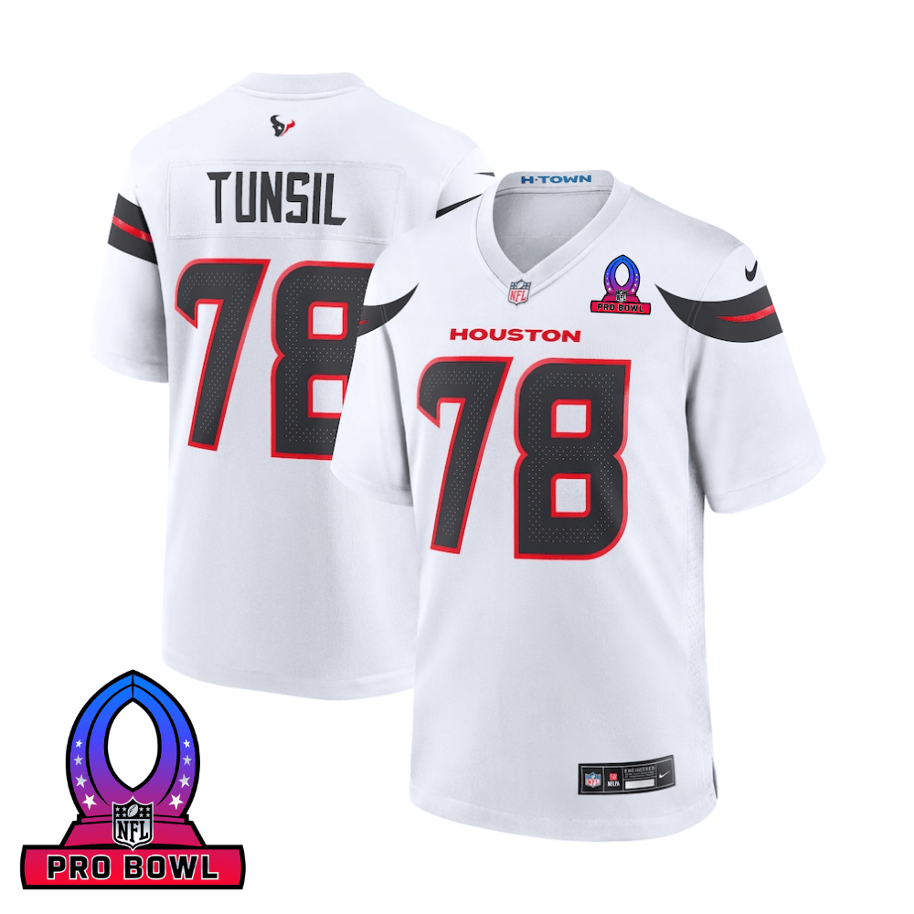 Laremy Tunsil 78 Houston Texans 2025 Pro Bowl Patch Game Men Jersey - White JS8863 Saliibo