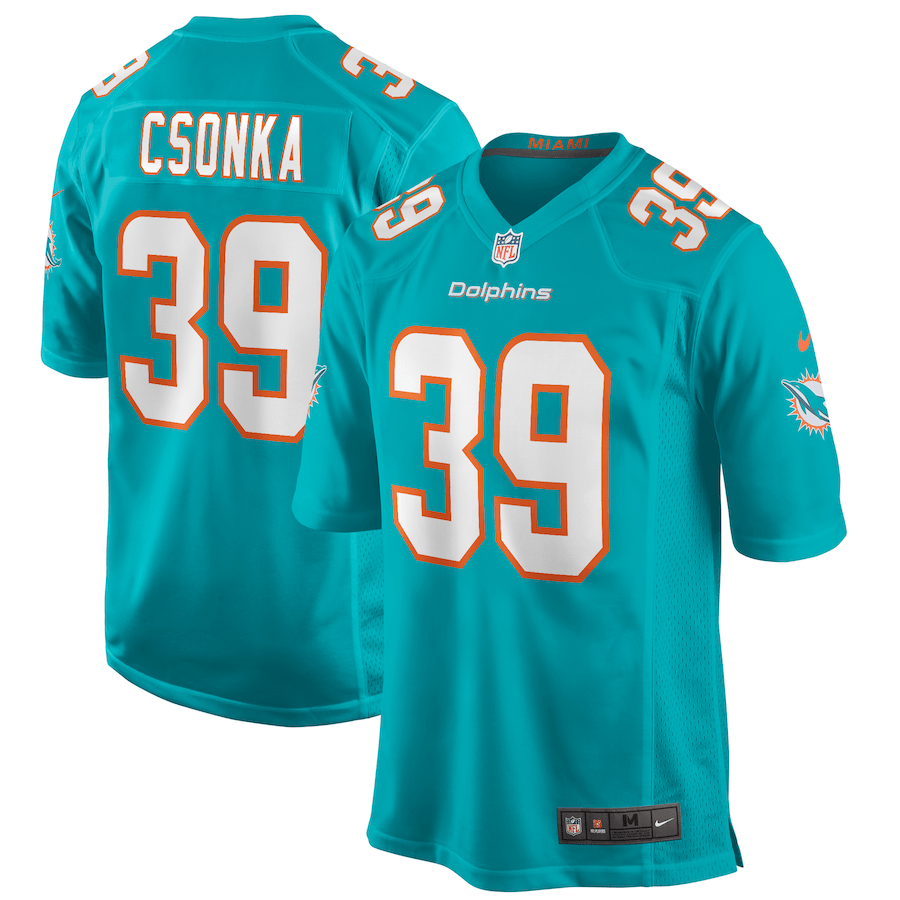 Larry Csonka 39 Miami Dolphins Men Game Retired Jersey - Aqua JS4167 Saliibo
