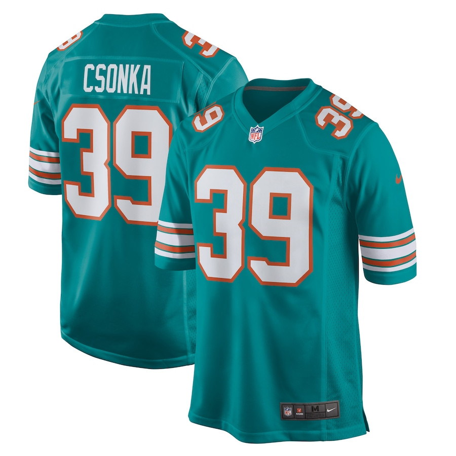 Larry Csonka 39 Miami Dolphins Men Retired Jersey - Aqua JS6081 Saliibo