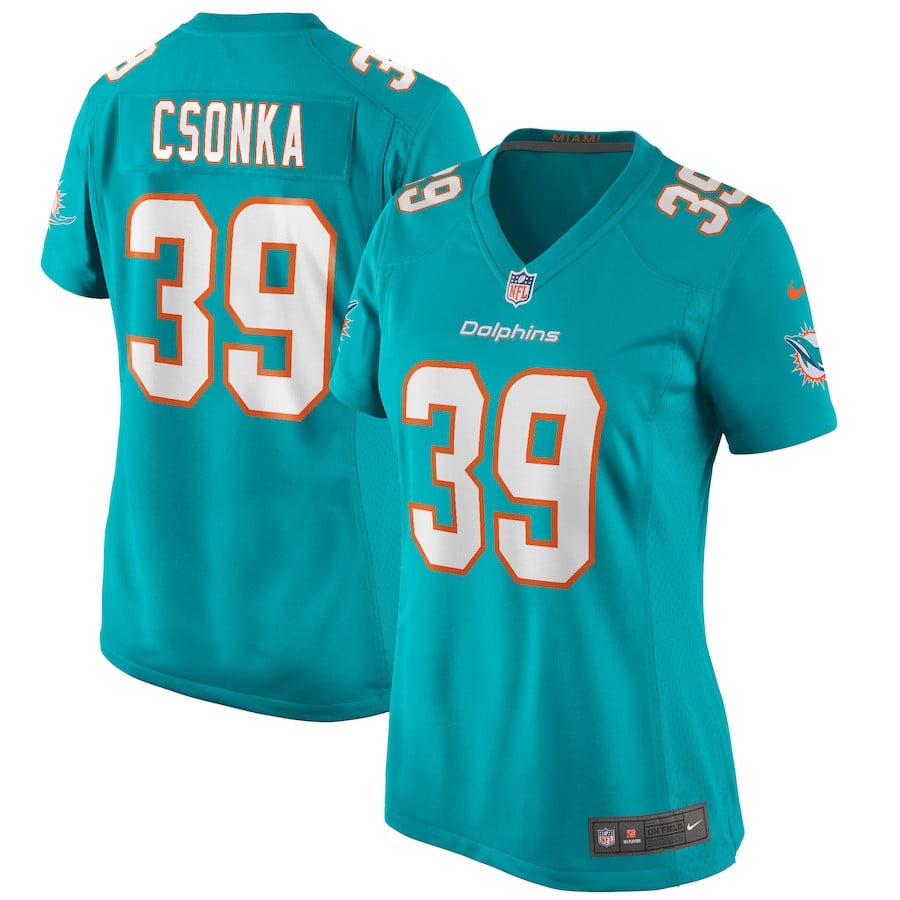 Larry Csonka 39 Miami Dolphins Women Game Retired Jersey - Aqua JS2698 Saliibo