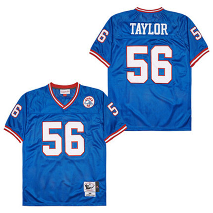 Lawrence Taylor 56 New York Giants Spider Lockhart 43 Patch Throwback Men Jersey - Blue JS8687 Saliibo