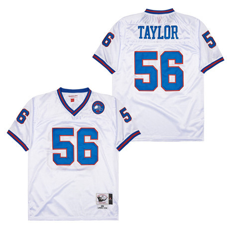 Lawrence Taylor 56 New York Giants Spider Lockhart 43 Patch Throwback Men Jersey - White JS6534 Saliibo