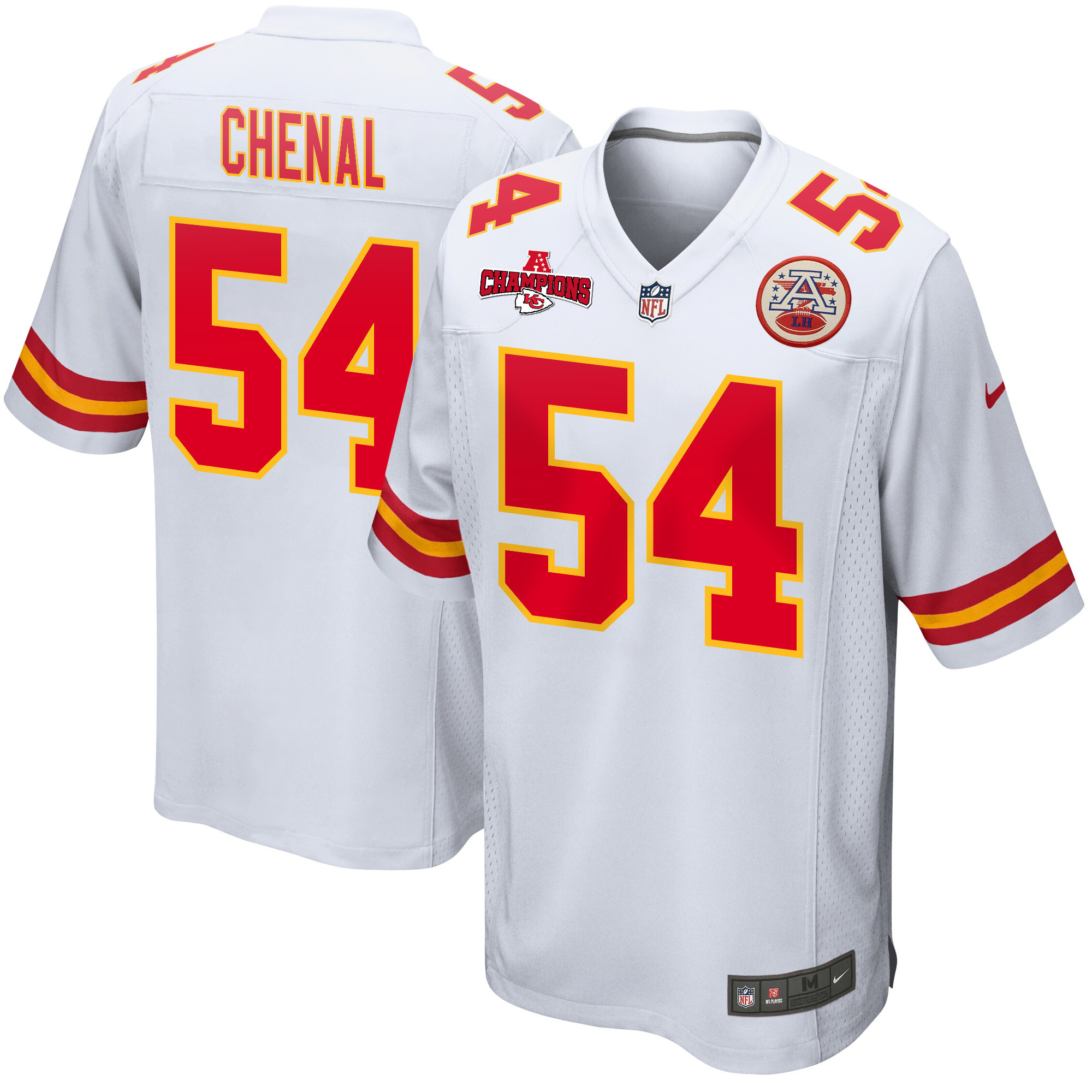 Leo Chenal 54 Kansas City Chiefs AFC Champions Patch Game Men Jersey - White JS1612 Saliibo