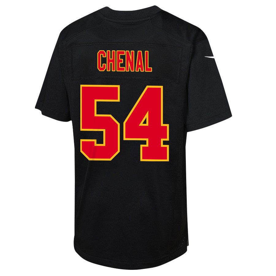Leo Chenal 54 Kansas City Chiefs Super Bowl LVIII Champions 4 Stars Patch Fashion Game YOUTH Jersey - Carbon Black JS9465 Saliibo - Image 3