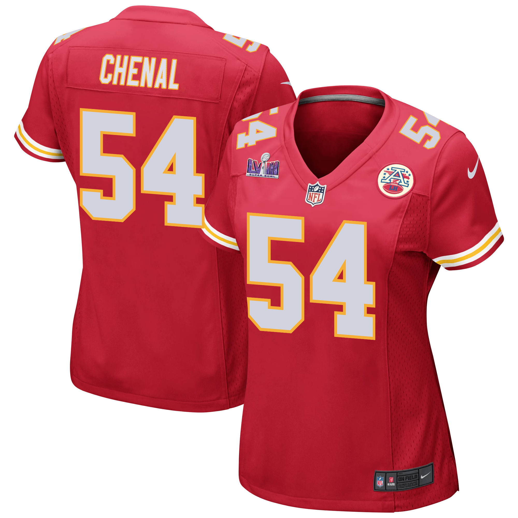 Leo Chenal 54 Kansas City Chiefs Super Bowl LVIII Patch Game Women Jersey - Red JS4288 Saliibo