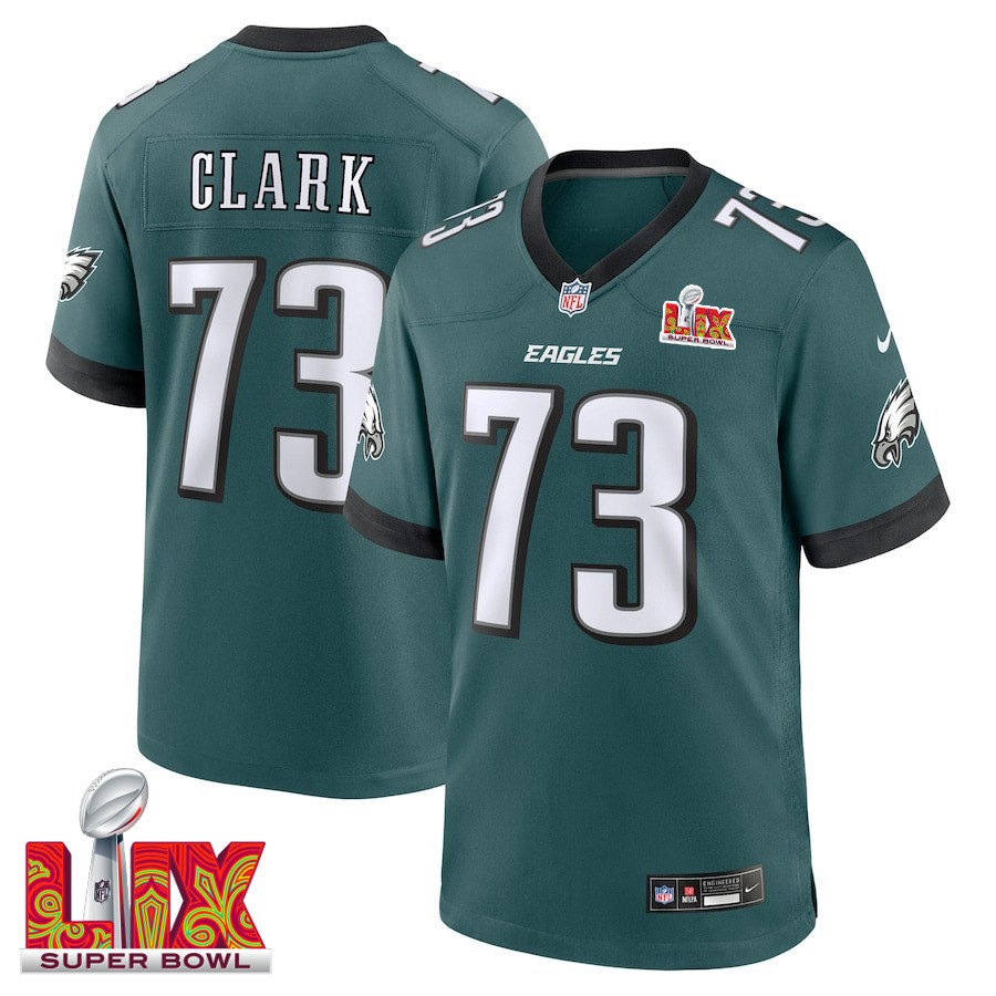 Le'Raven Clark #73 Philadelphia Eagles Super Bowl LIX Jersey - Men's - Midnight Green JS1631 Saliibo