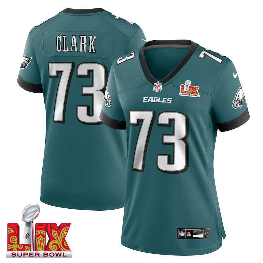 Le'Raven Clark #73 Philadelphia Eagles Super Bowl LIX Women's Jersey - Midnight Green JS2685 Saliibo