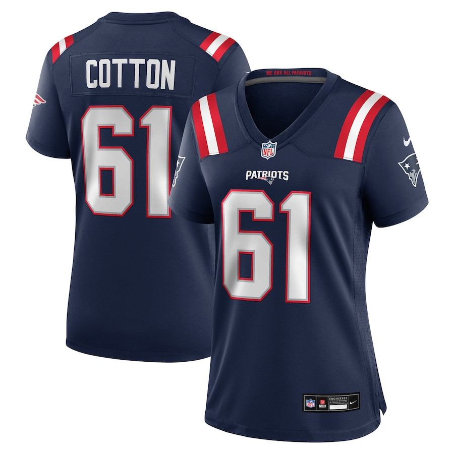 Lester Cotton Sr. 61 New England Patriots Women's Team Game Jersey - Navy JS4800 Saliibo