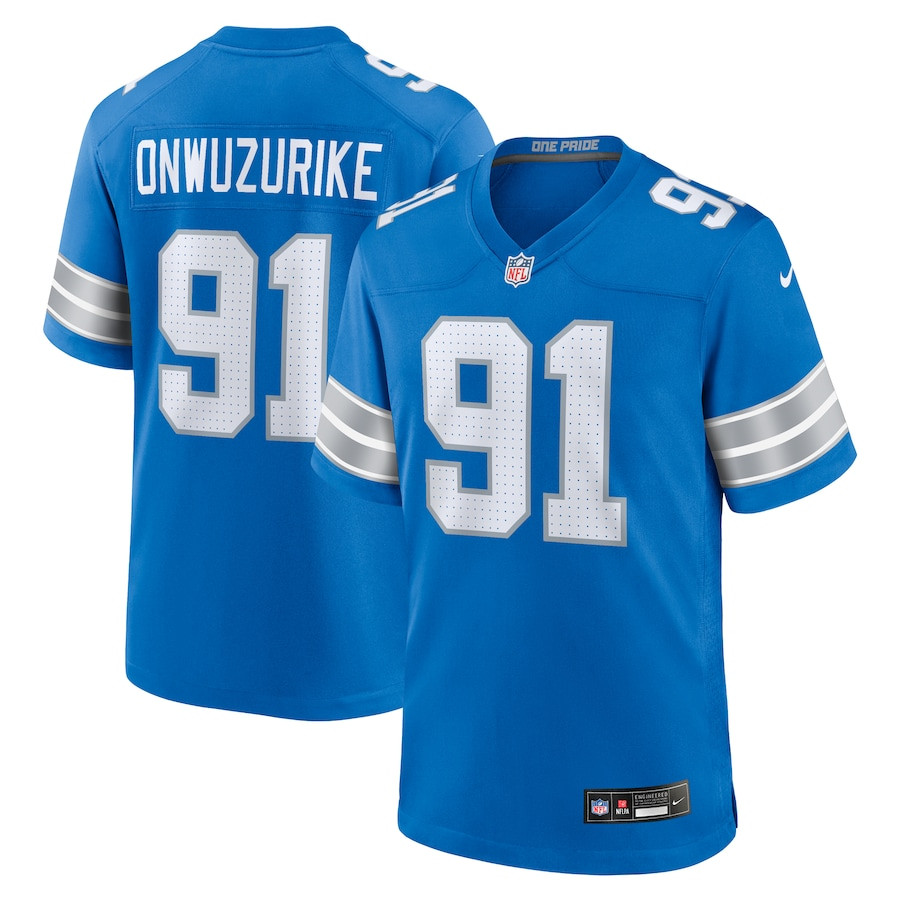 Levi Onwuzurike 91 Detroit Lions Team Game Men Jersey - Blue JS3271 Saliibo