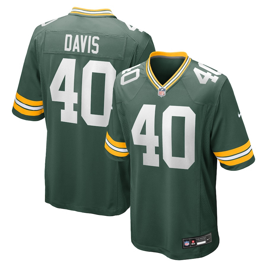 LJ Davis 40 Green Bay Packers Game Men Jersey - Green JS9062 Saliibo