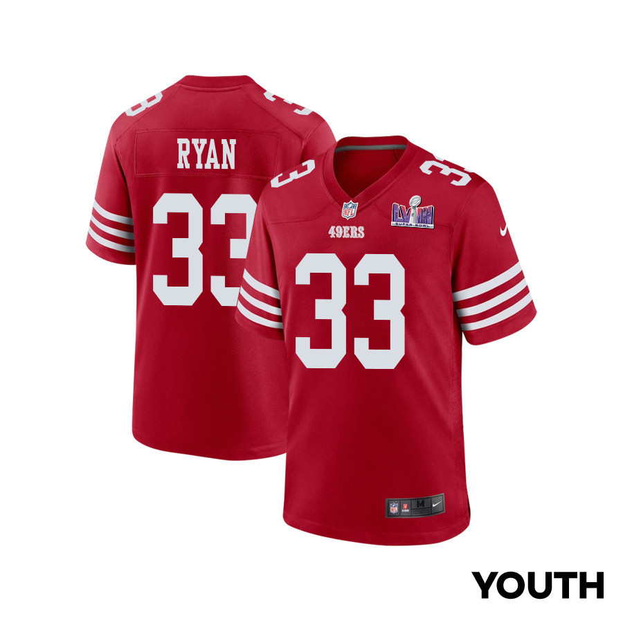 Logan Ryan 33 San Francisco 49ers Super Bowl LVIII Patch Game YOUTH Jersey - Scarlet JS6502 Saliibo