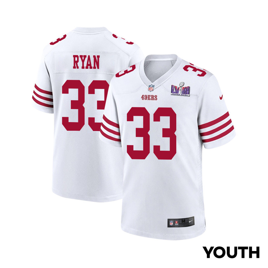 Logan Ryan 33 San Francisco 49ers Super Bowl LVIII Patch Game YOUTH Jersey - White JS7298 Saliibo