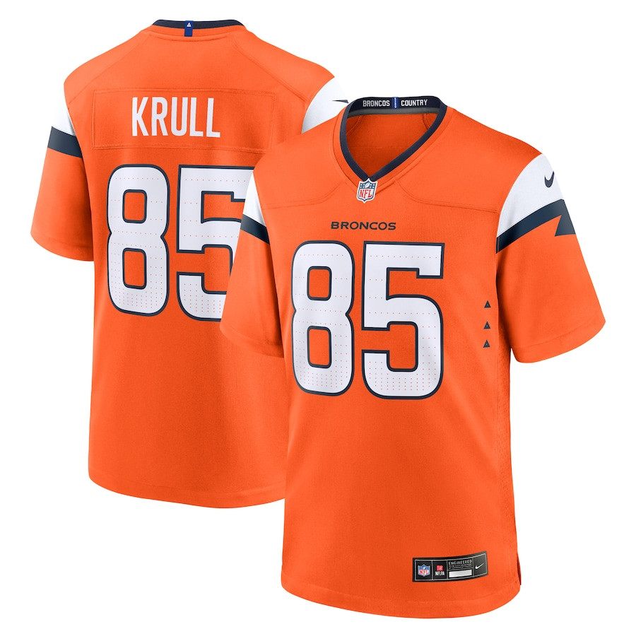 Lucas Krull 85 Denver Broncos Team Game Men Jersey - Orange JS4309 Saliibo