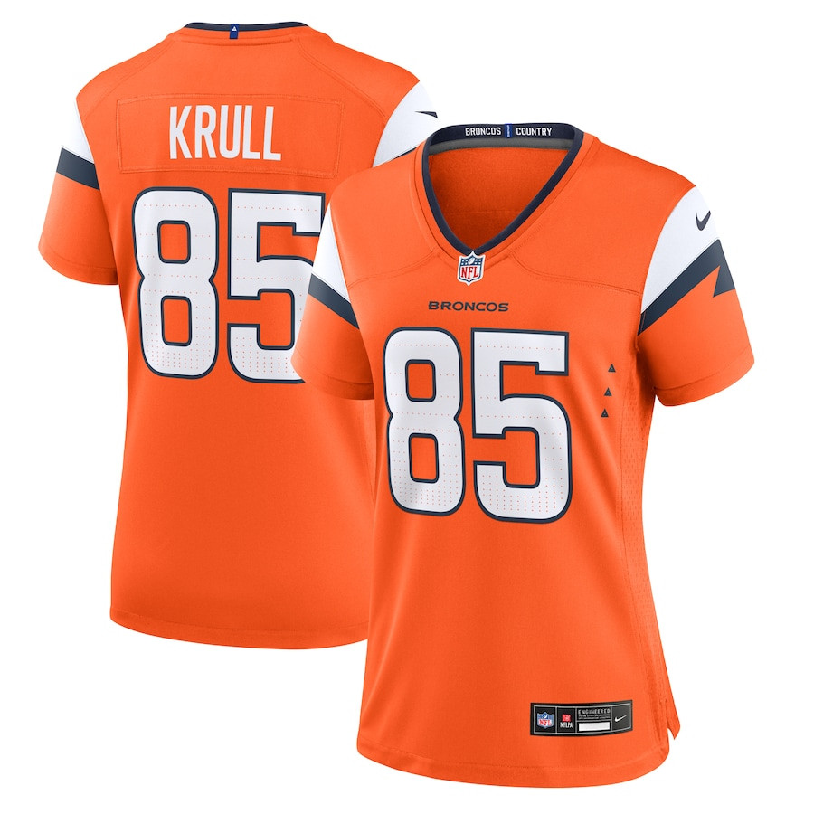 Lucas Krull 85 Denver Broncos Team Game Women Jersey - Orange JS9274 Saliibo