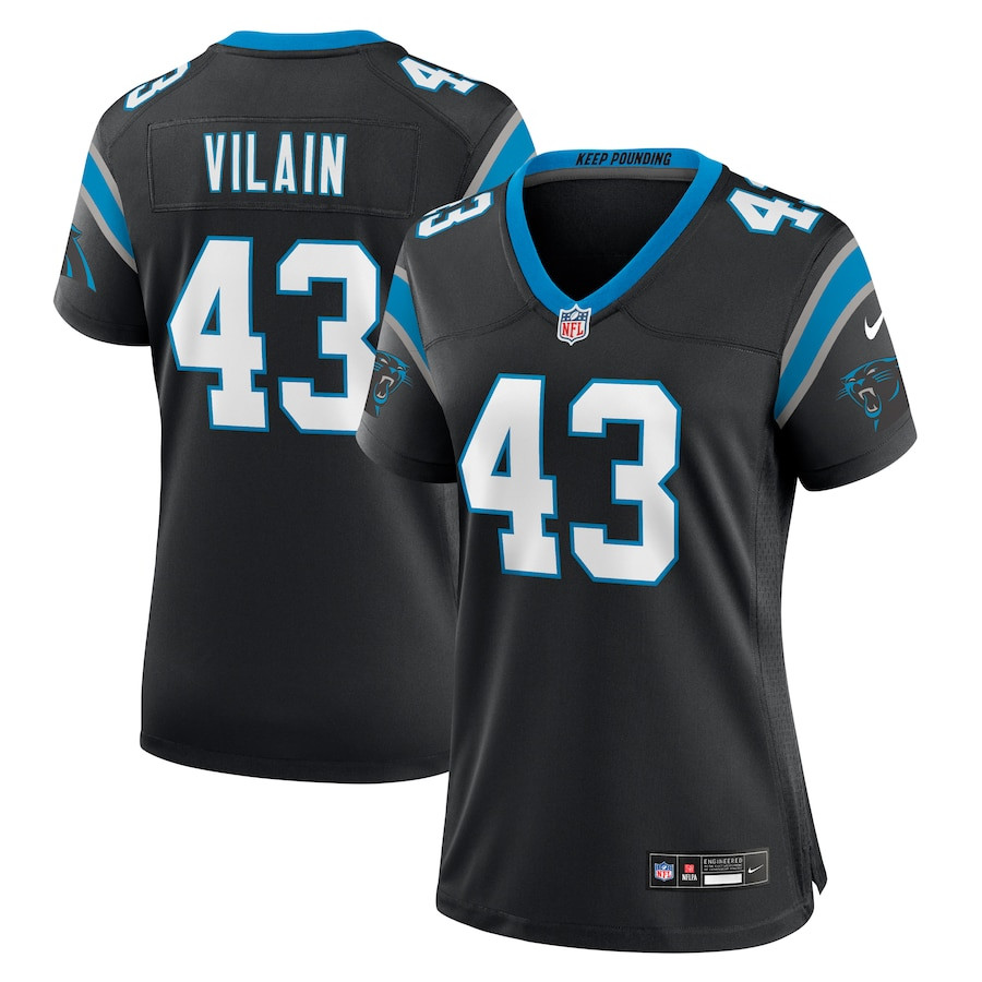 Luiji Vilain 43 Carolina Panthers Game Women Jersey - Black JS9548 Saliibo