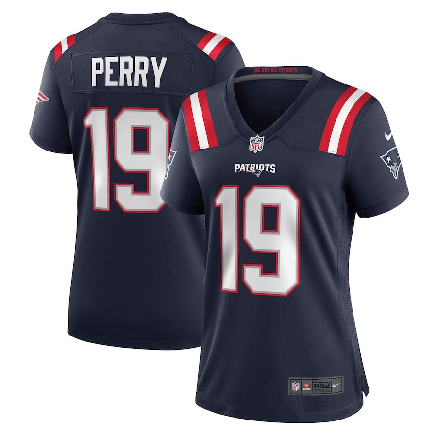 Malcolm Perry 19 New England Patriots Women Game Jersey - Navy JS1575 Saliibo