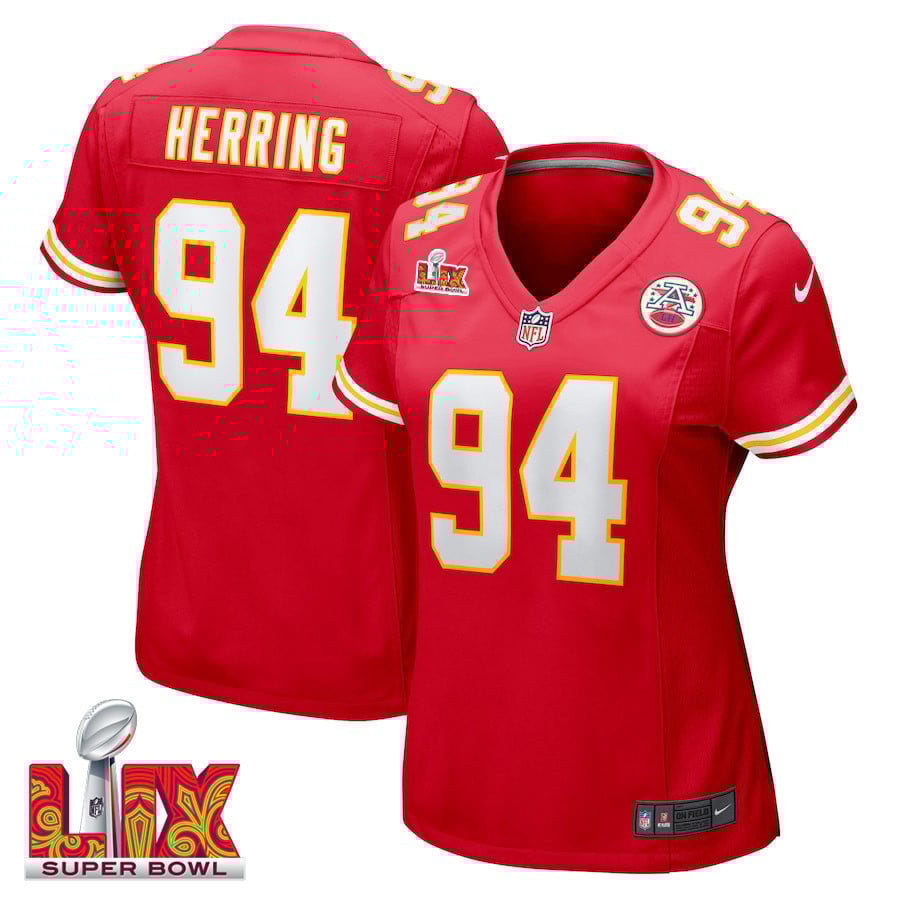 Malik Herring #94 Kansas City Chiefs Super Bowl LIX Women's Jersey - Red JS8465 Saliibo