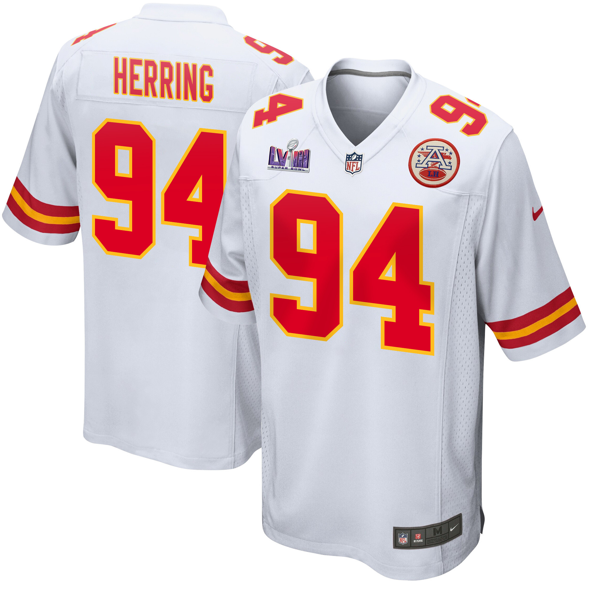 Malik Herring 94 Kansas City Chiefs Super Bowl LVIII Patch Game Men Jersey - White JS2564 Saliibo