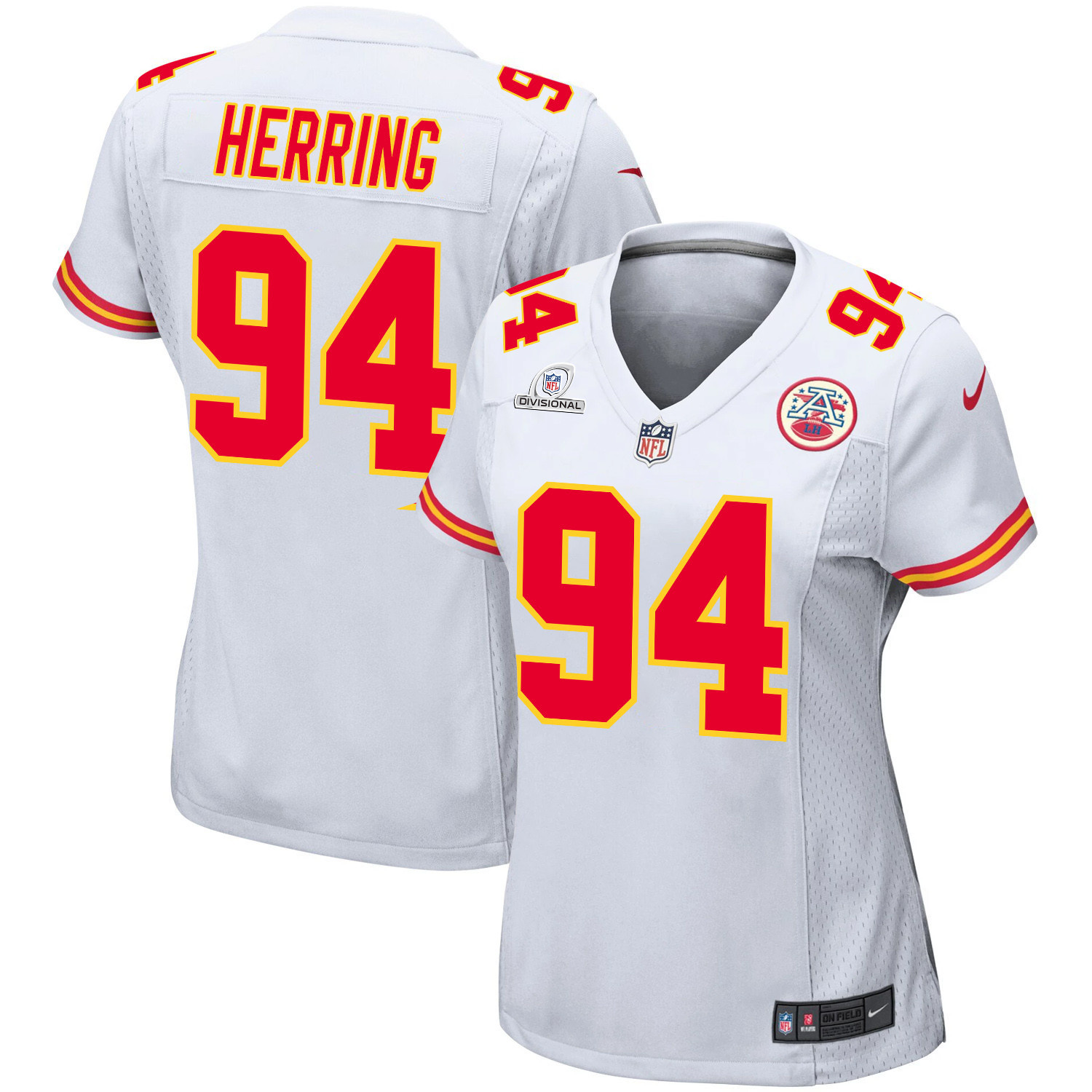 Malik Herring 94 Kansas City Chiefs Super Bowl LVIII Patch Game Women Jersey - White JS9362 Saliibo